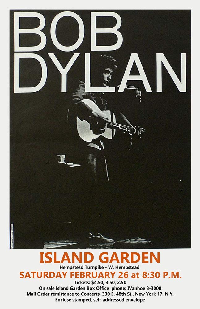 Amazon.com: BOB DYLAN REPLICA 1966 ISLAND GARDEN CONCERT POSTER